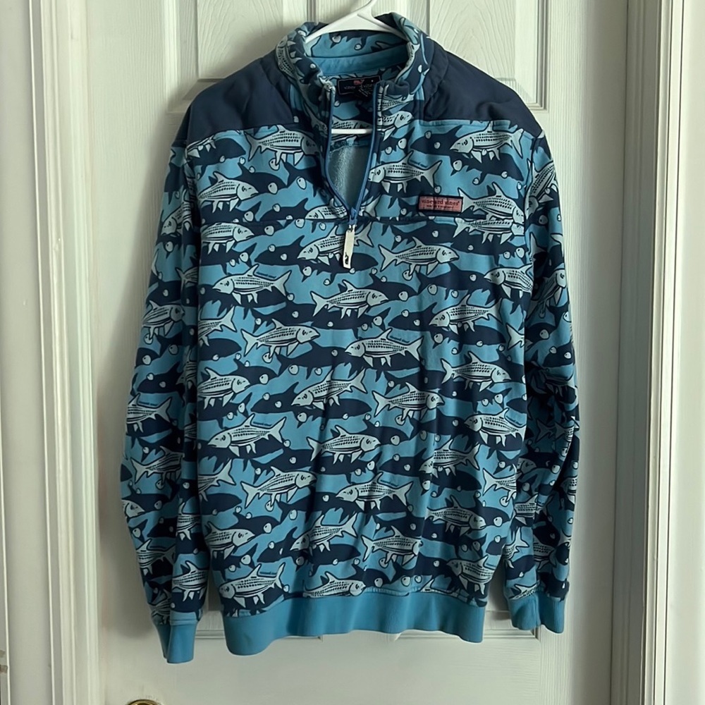 Vineyard vines men fish quarter zip